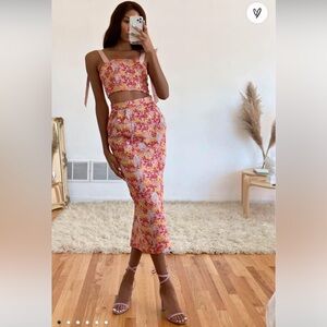 Ellarina Floral Metallic
Jacquard Two Piece Dress